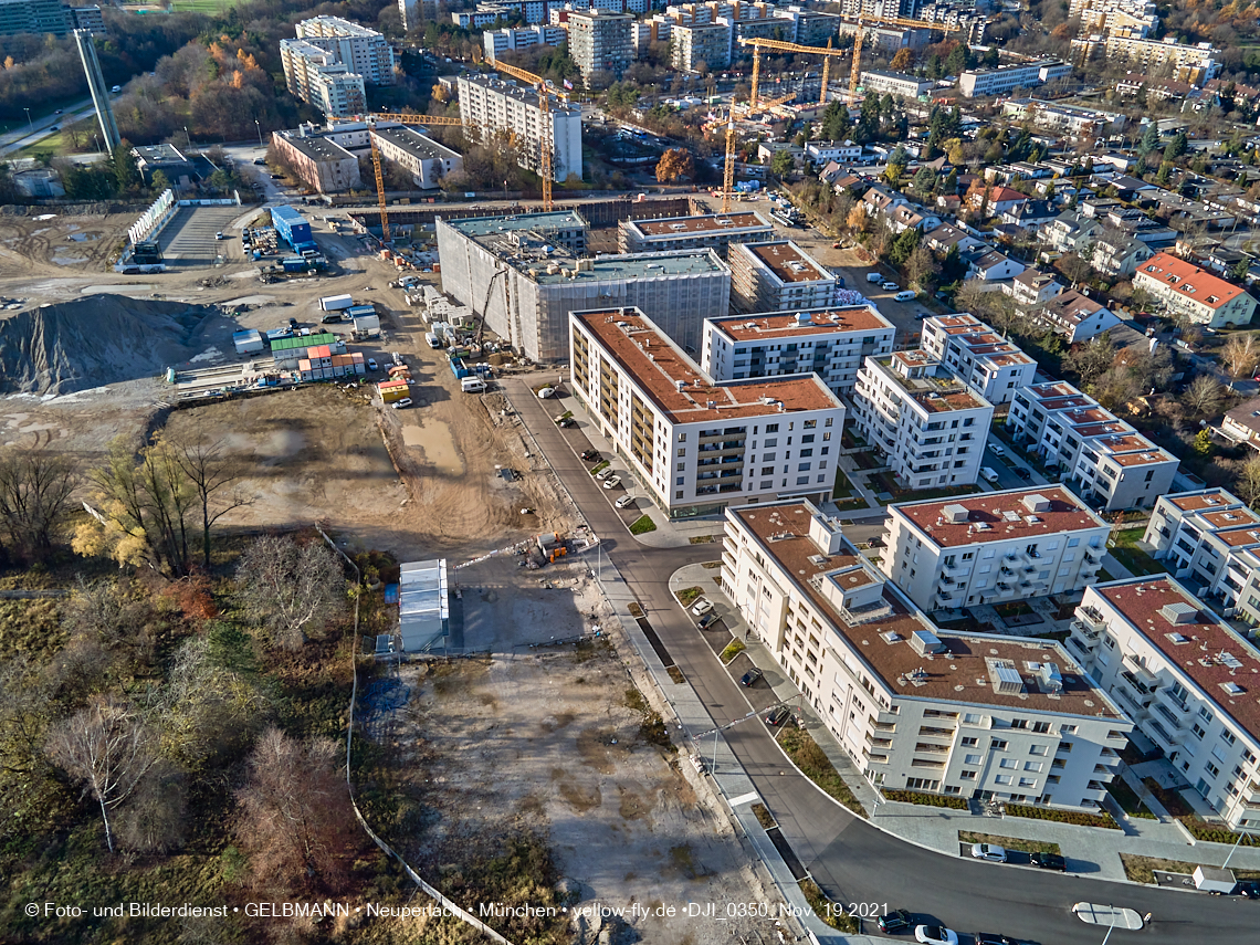 19.11.2021 - Luftbilder von der Baustelle Alexisquartier und Pandion Verde in Neuperlach